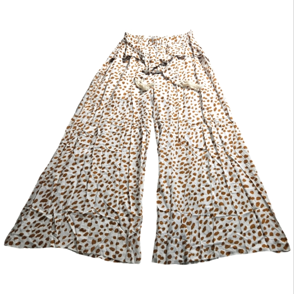 Simple Leopard Print Pants Summer High Waisted Flare Palazzo Pants